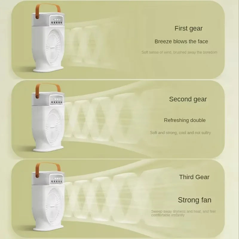 Portable Air Conditioner Fan 5-Hole Spray Air Cooing Mini Electric Fan HumidifierTable Fan For Home Air Cooler LED Night Lights