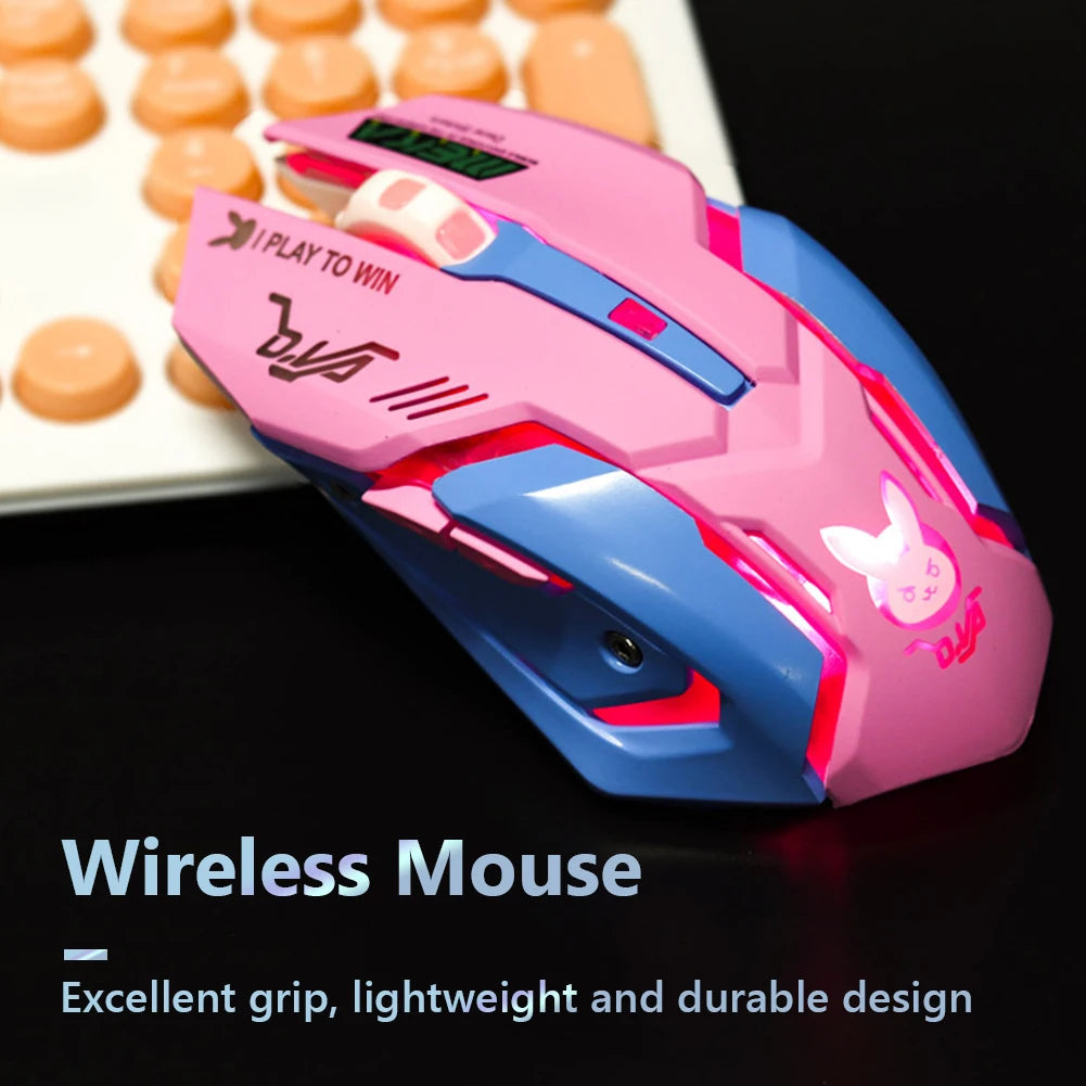 2.4GHz Wireless Mechanical Gaming Mice 2400DPI Breathing Optical Mouse Adjustable Ergonomic 6 Buttons Mute Mouse for Gamer PC