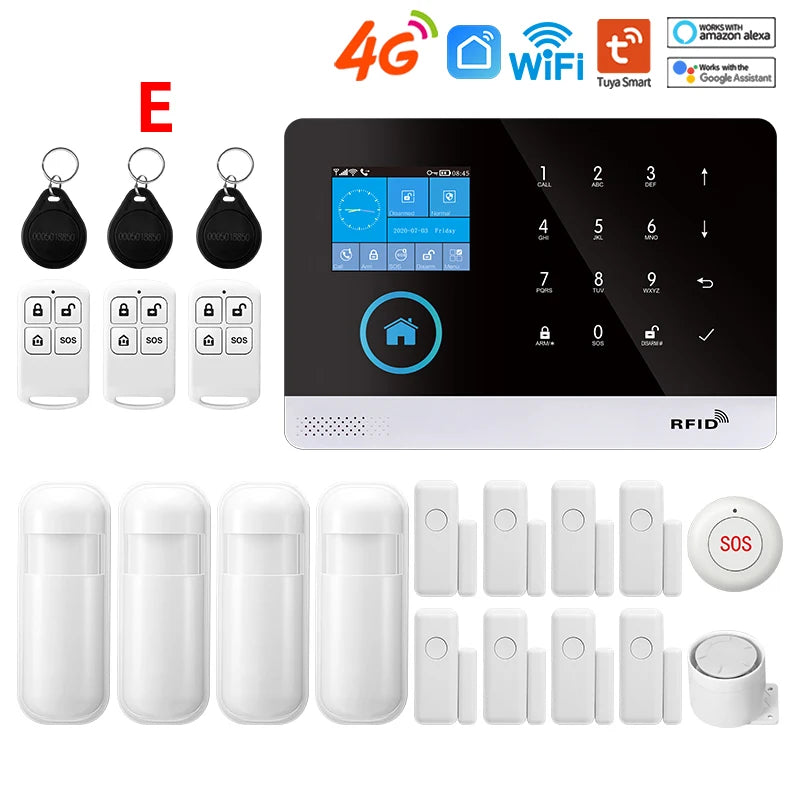 Tuya Wireless Security Protection Alarm Smart Home Alarm System kits House Security Protection Support Smart Life 2G/4G