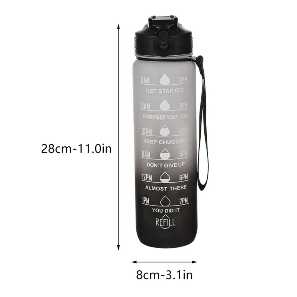 1000ml Leak Proof Water Bottles with Times to Drink and Straw Motivational Drinking Sports Water Bottle for Fitness Gym Outdoor