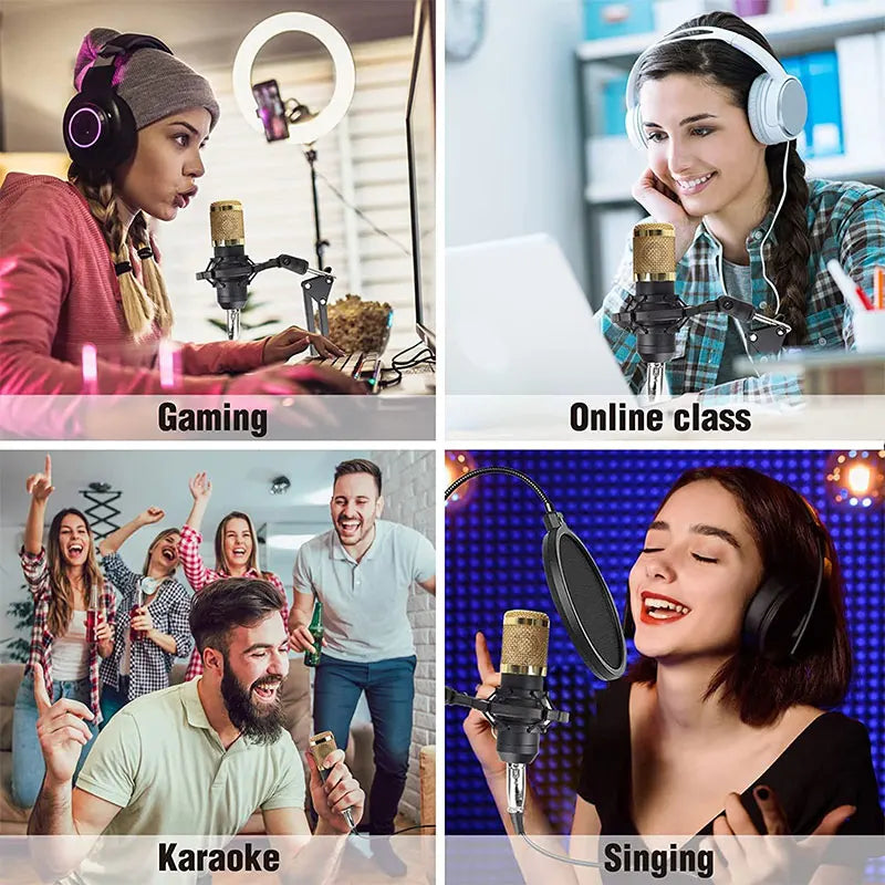 Bm800 Condenser Microphone V8 Mobile Phone Sound Card Anchor Computer Recording Stand Live Streaming Online Usb Cantilever Brack