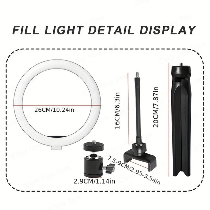 LED Selfie Ring Lamp Selfie Ring Lighting Photographic USB Remote Fill light For TikTok YouTube Video Live Phone Holder & Tripod