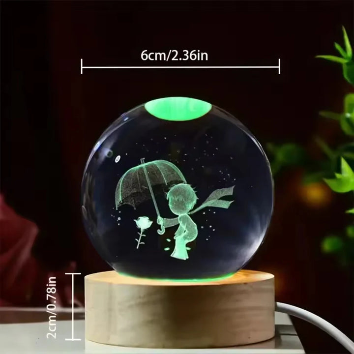 1pc 3D Dolphin Moon Crystal Ball, Birthday Gift To Wife Friend 3D Laser Etched Marine Animal Indoor Statue Lamp Decoration