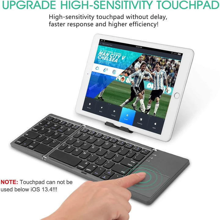 SeenDa Foldable Bluetooth Keyboard with Touchpad Wireless Rechargeable Ultra Slim Pocket Folding Keyboard for Tablet Laptop