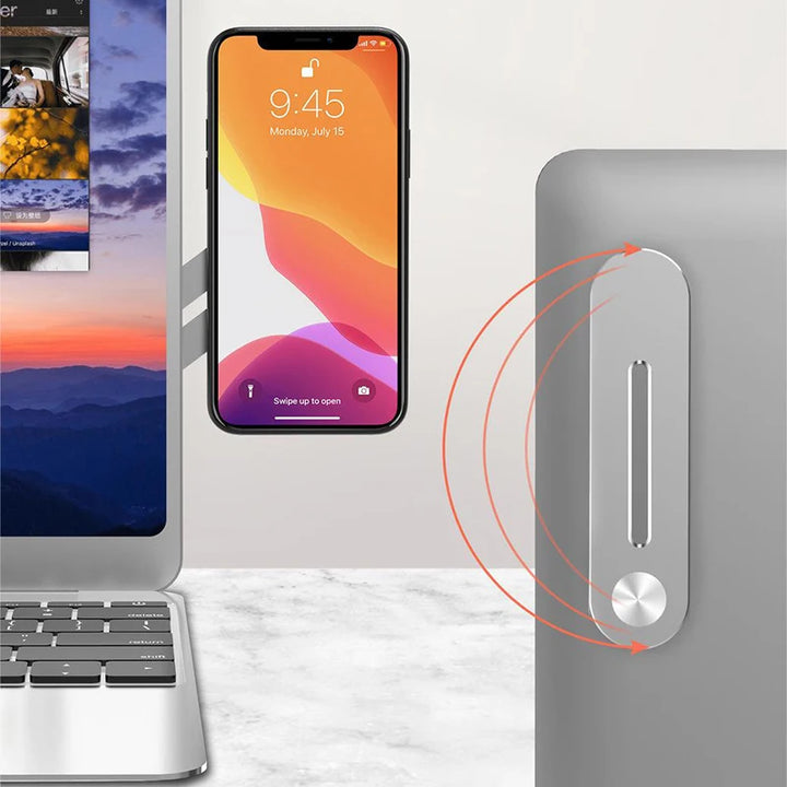 Magnetic Laptop Phone Holder Screen Side Mount Foldable Adjustable Phone Stand Folding Monitor Expansion Bracket for Iphone 15