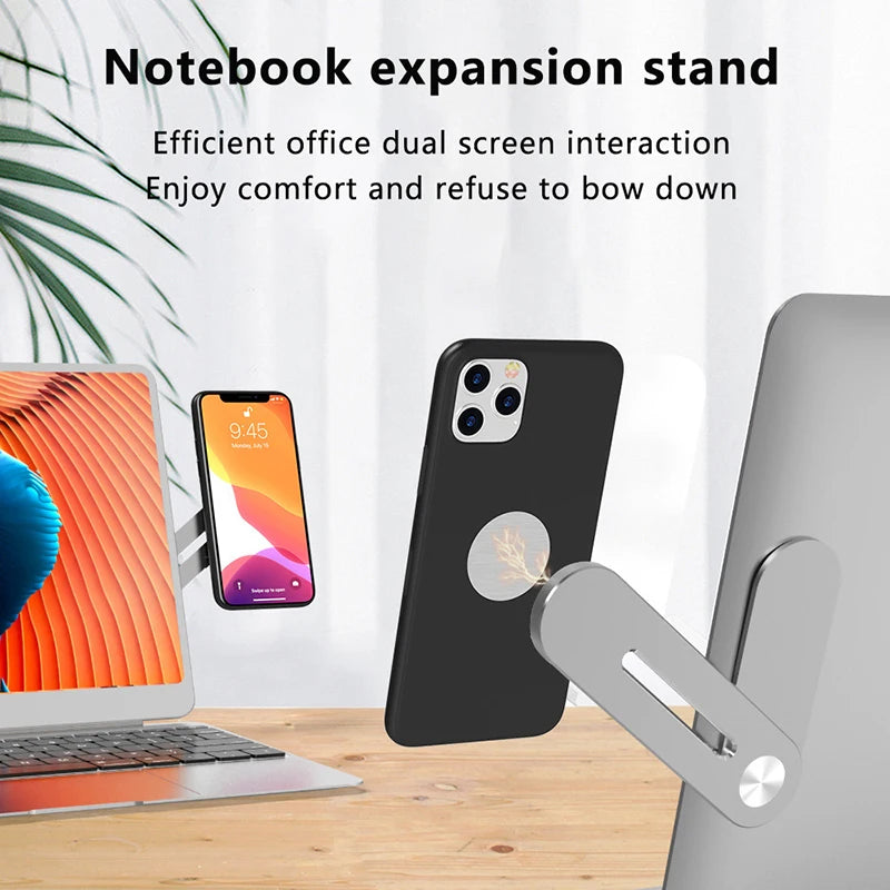 Magnetic Laptop Phone Holder Screen Side Mount Foldable Adjustable Phone Stand Folding Monitor Expansion Bracket for Iphone 15
