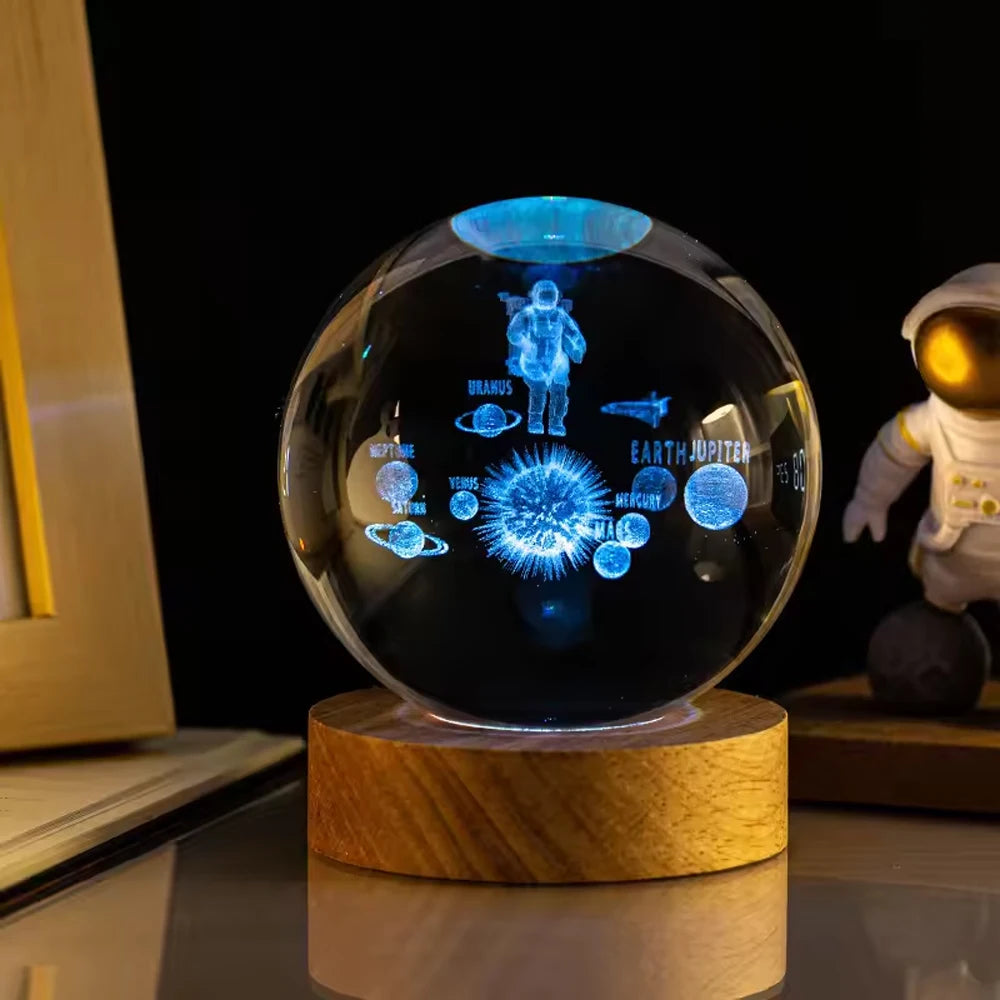 1pc 3D Dolphin Moon Crystal Ball, Birthday Gift To Wife Friend 3D Laser Etched Marine Animal Indoor Statue Lamp Decoration