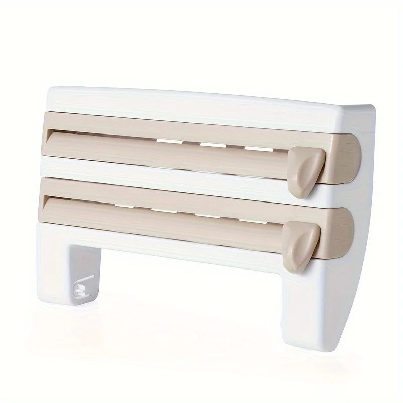 1PC Kitchen Shelf Cling Film Organizer with Cutter, Tin Foil Cutting, Paper Towel Holder, Towel Rack Multifunctional Storage
