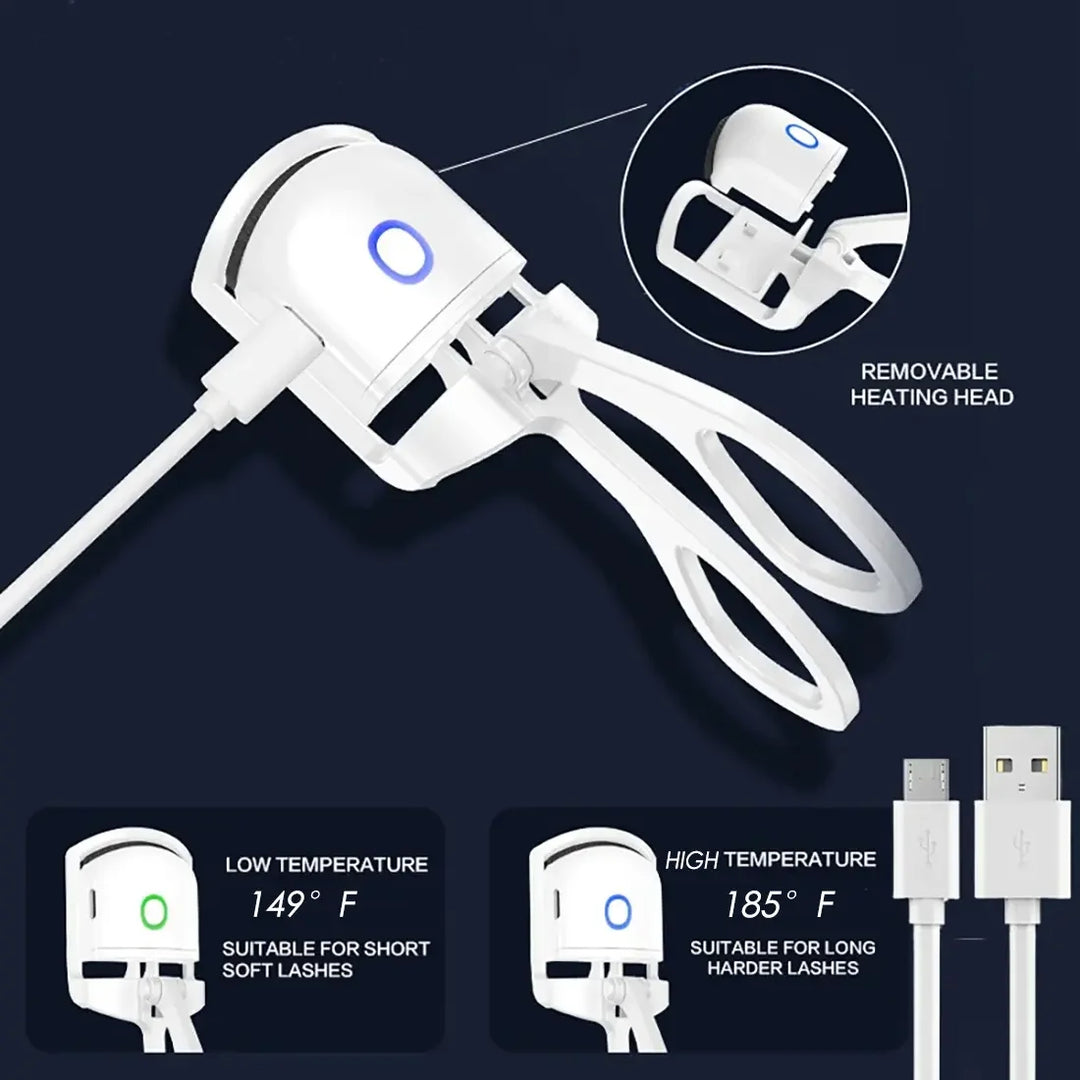 1pc Heated Eyelash Curler Electric Eye Lash Curler Quick Natural Curling for Long Lasting with Sensing Heating Silicone Pad