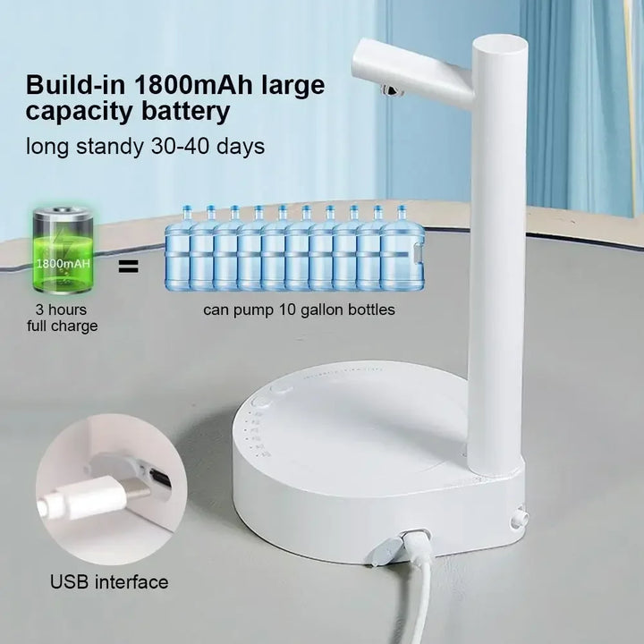 Portable Desktop Electric Water Dispenser Bottle Pump Barreled with USB Charging Automatically Drink for Home Office Outdoor