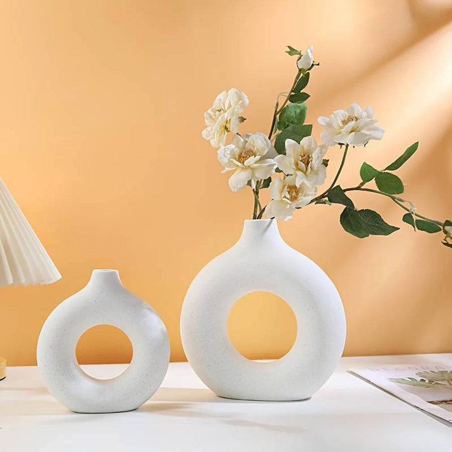 donut vase on coffee table setup