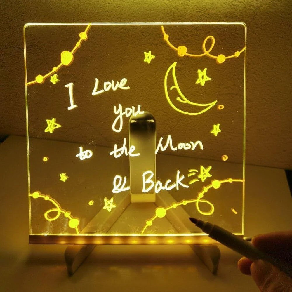 led message board with glowing text