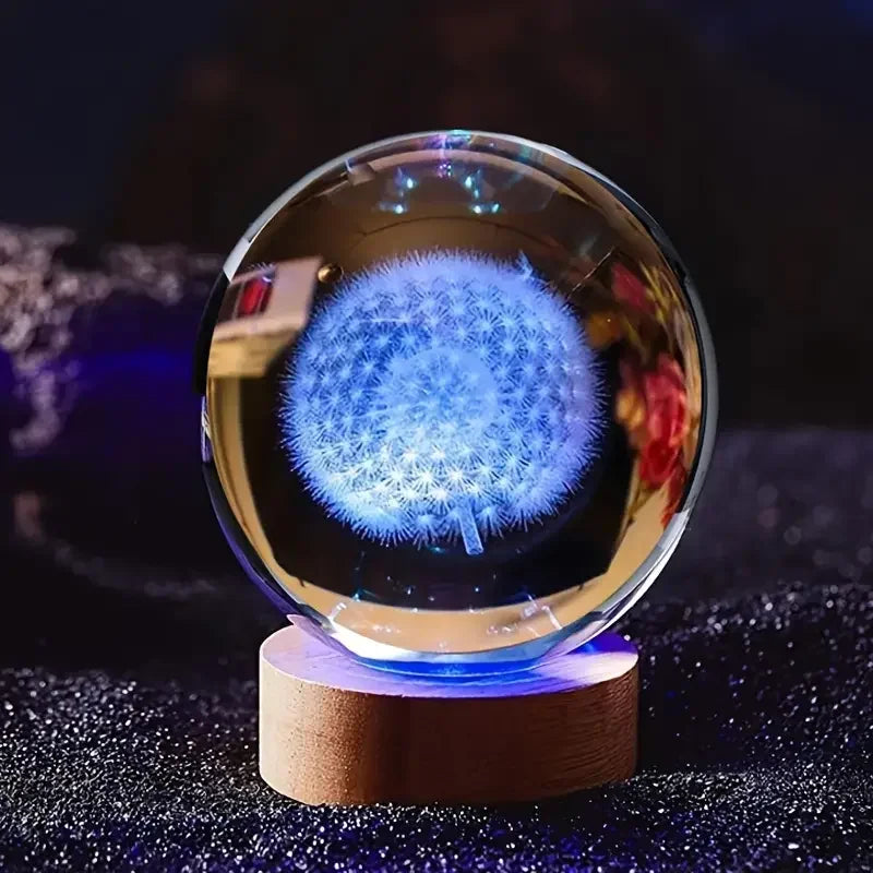 1pc 3D Dolphin Moon Crystal Ball, Birthday Gift To Wife Friend 3D Laser Etched Marine Animal Indoor Statue Lamp Decoration
