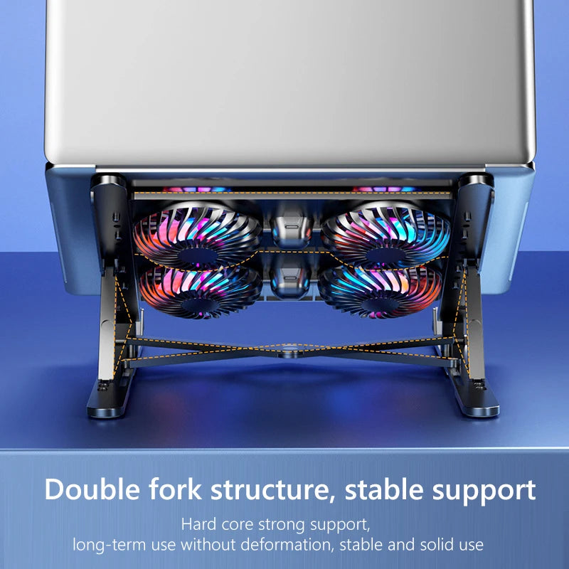 Gaming PC Laptop Cooler ABS/Aluminum Alloy 2/4 Silent Fan Foldable Laptop Cooling Pad Support Portable Height Adjustable Stand