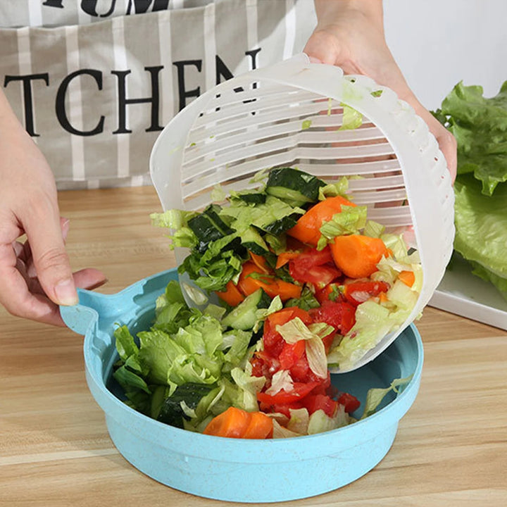 1PC Vegetable Salad Cutter Cutting Bowl Chopper for Vegetable SliceCut Fruit Salad Kitchen Tools Accessorie Gadgets Kitchen Item