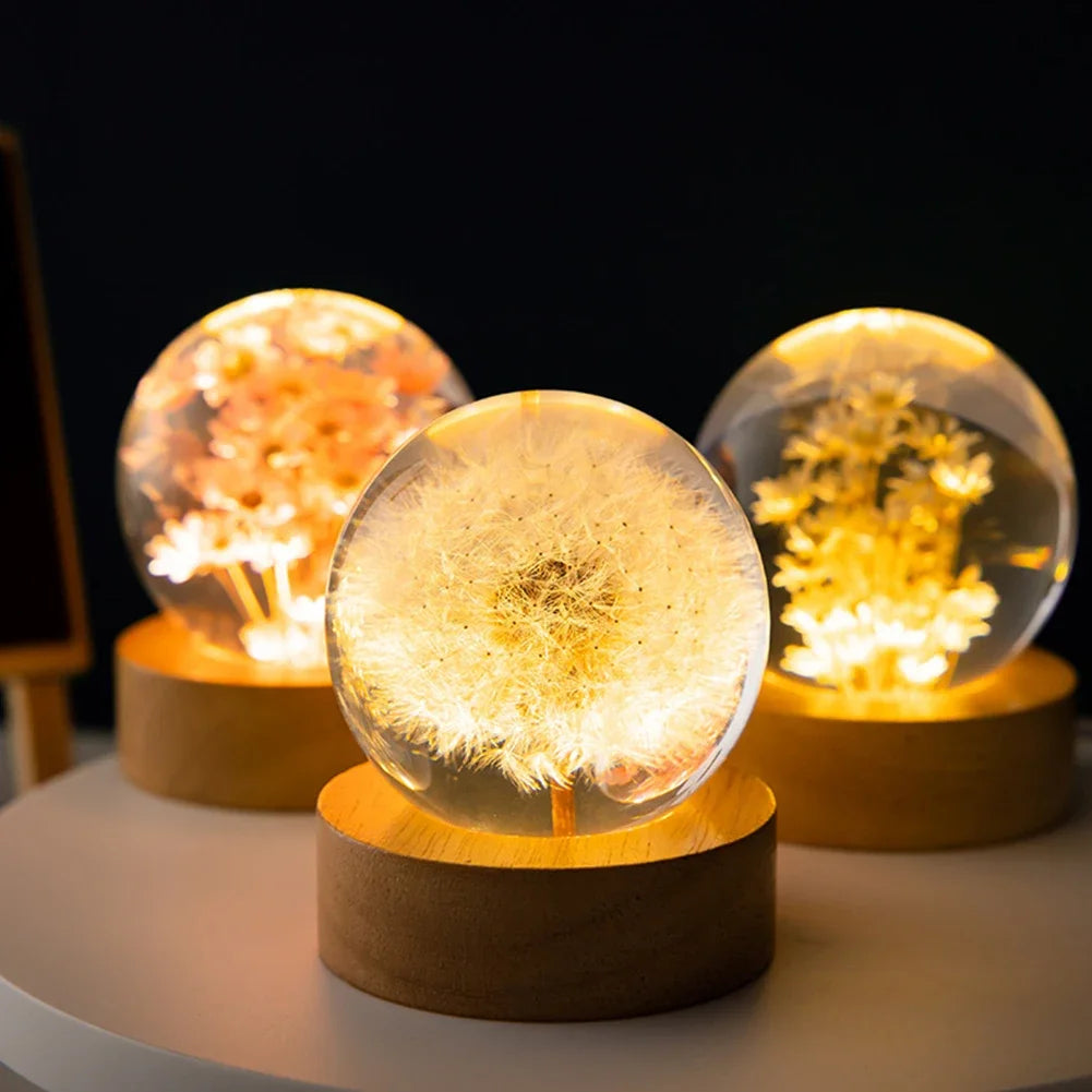 glowing crystal lamp with star effect