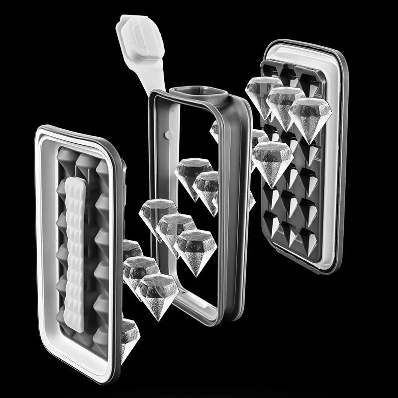 New Ice Cube mold Diamond Shape Ice Maker 18 Ice Cube Mold Foldable Ice Kettle Two-in-one Multi-function Ice Tub Mold