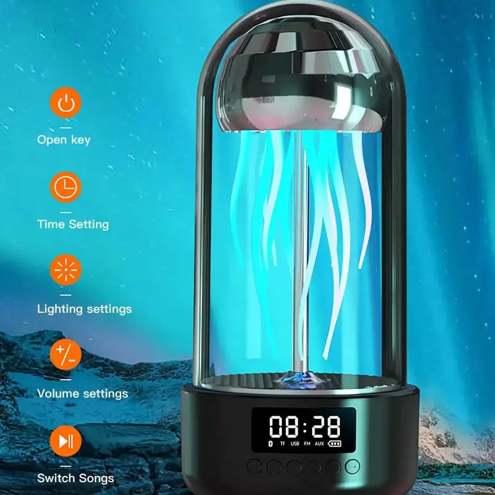 wireless rgb bluetooth speaker glowing in dark room