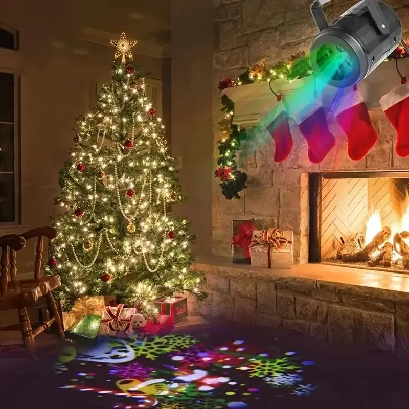 "snowflake laser projection for outdoor christmas decor"