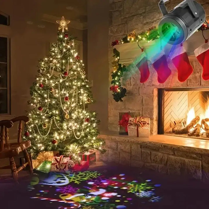 "snowflake laser projection for outdoor christmas decor"