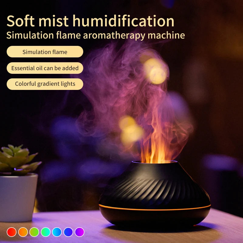 "LED fire humidifier for bedroom and office"