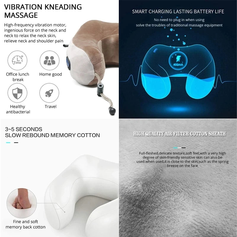 Electric Neck Massager Vibration U Shaped Pillow Multifunctional Shoulder Cervical Massager Heating  Relax Massage Pillow
