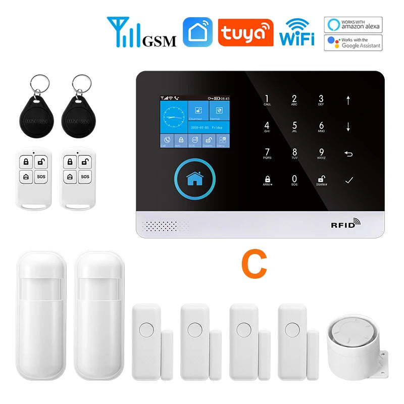 Tuya Wireless Security Protection Alarm Smart Home Alarm System kits House Security Protection Support Smart Life 2G/4G
