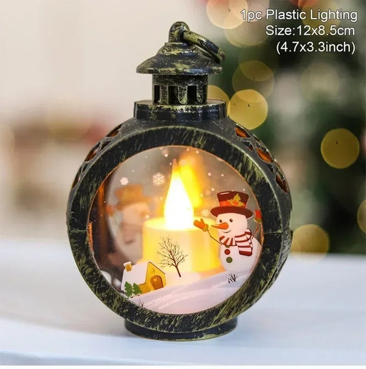 "battery operated Christmas lantern ornament with festive lights"
