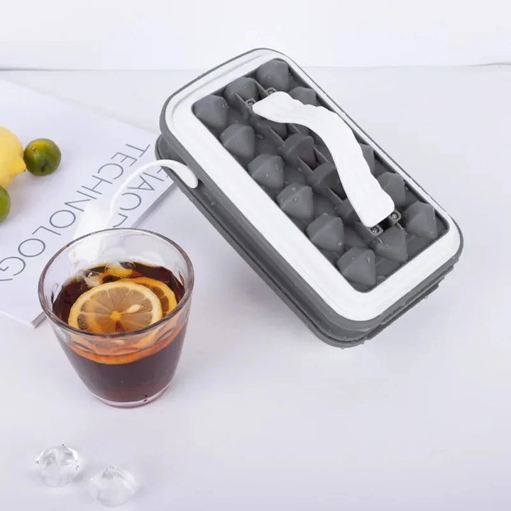 New Ice Cube mold Diamond Shape Ice Maker 18 Ice Cube Mold Foldable Ice Kettle Two-in-one Multi-function Ice Tub Mold