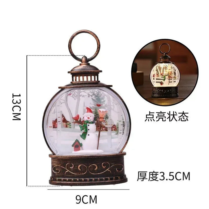  "holiday snow globe lantern with spinning glitter for home decor"