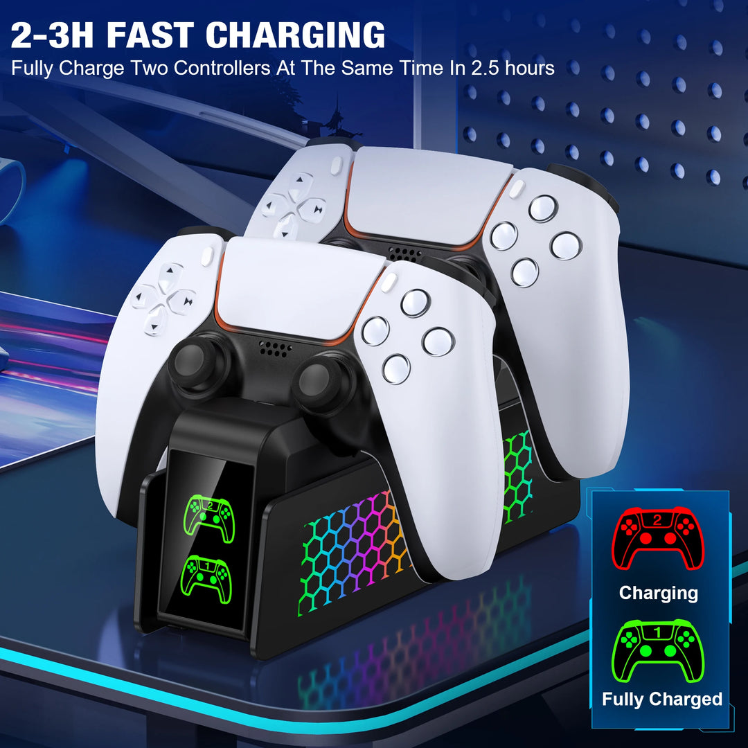 Bee's Nest For PS5/PS5 Slim/PS5 PRO BEBONCOOL FC401 Dual Fast Controller Charger For PS5 DualSense/DualSense Edge Gamepad