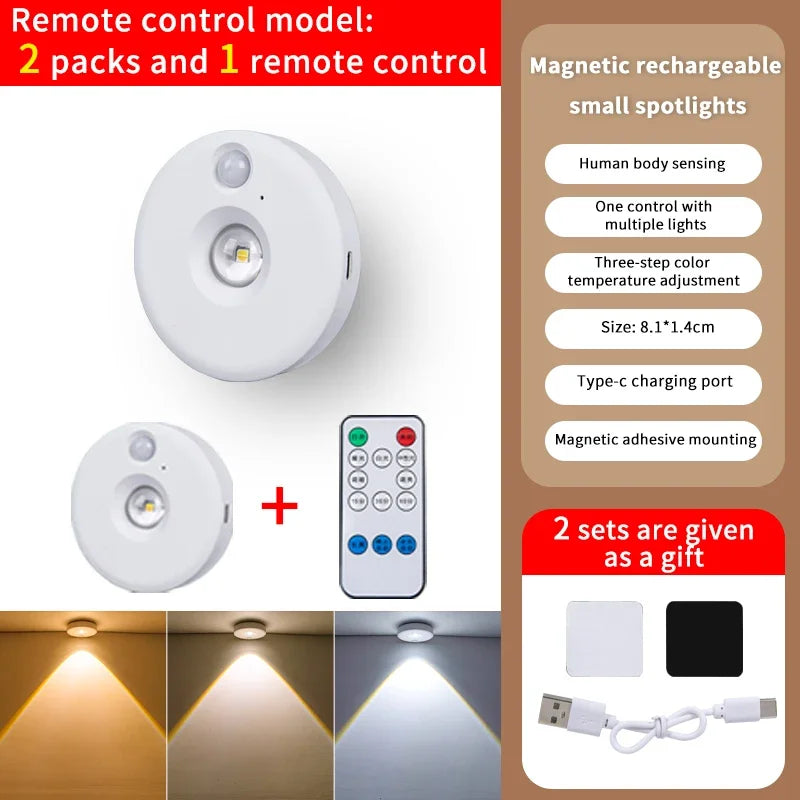 PIR Motion Sensor LED Under Cabinet Lamp Dimmable Rechargeable Night Light Stairs Closet Room Aisle Tube Bar Detector Bulb