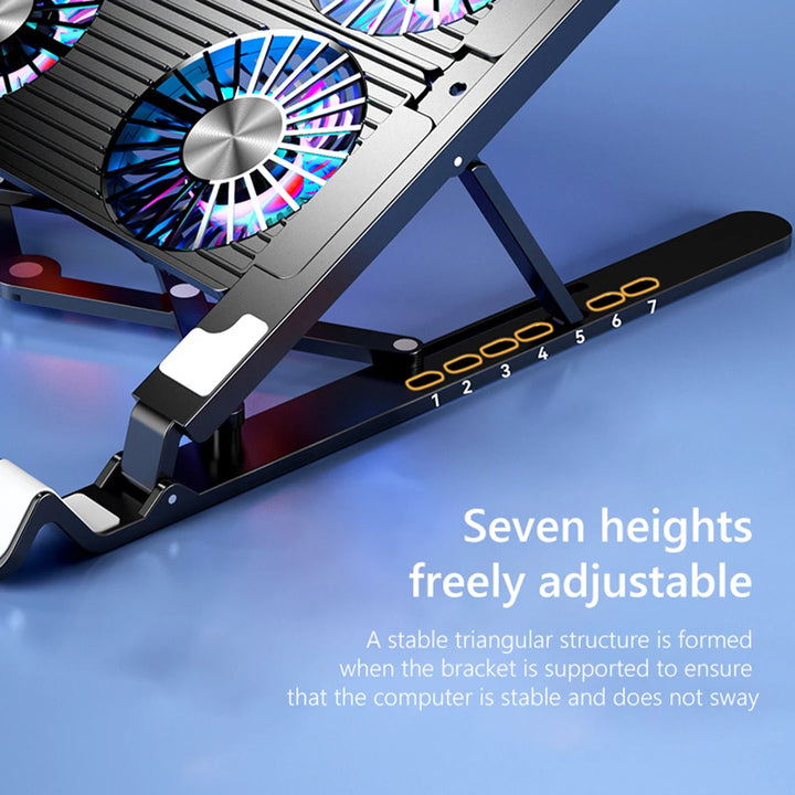 Gaming PC Laptop Cooler ABS/Aluminum Alloy 2/4 Silent Fan Foldable Laptop Cooling Pad Support Portable Height Adjustable Stand