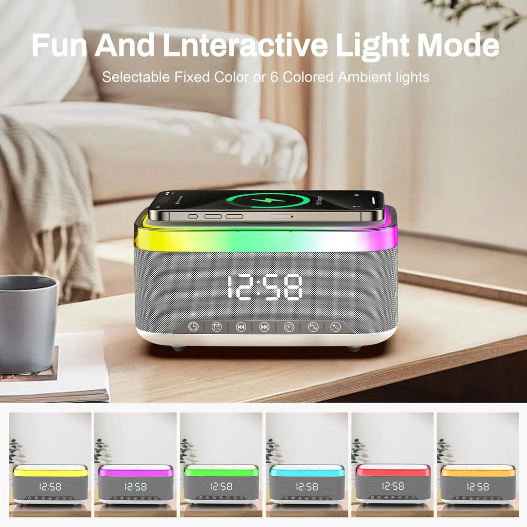 portable bluetooth speaker alarm clock with RGB light