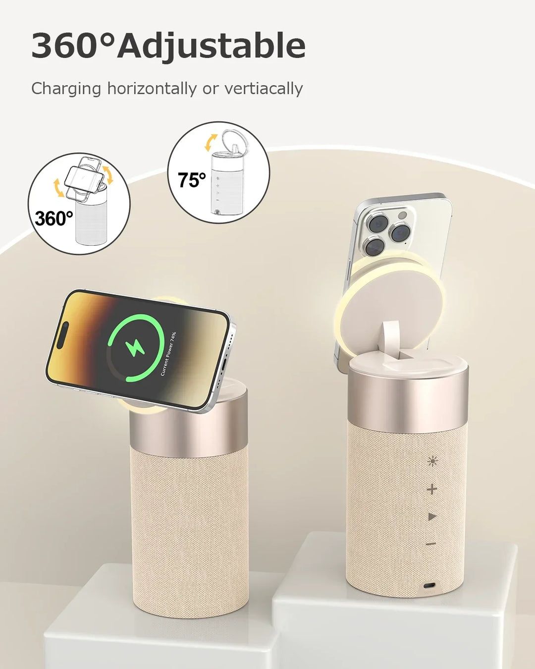 Magnetic Multi-function Wireless Charger with Bluetooth Speaker Alarm Clock for Iphone 16 15 14 13 12 Pro Max for Airpods Iwatch