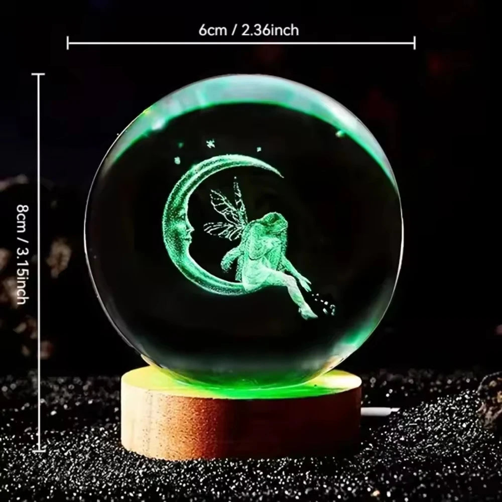 1pc 3D Dolphin Moon Crystal Ball, Birthday Gift To Wife Friend 3D Laser Etched Marine Animal Indoor Statue Lamp Decoration