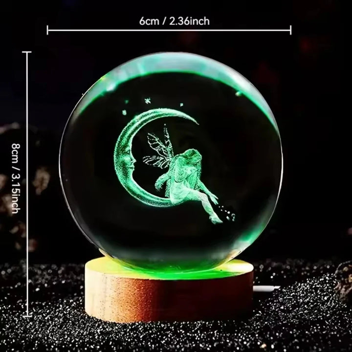 1pc 3D Dolphin Moon Crystal Ball, Birthday Gift To Wife Friend 3D Laser Etched Marine Animal Indoor Statue Lamp Decoration