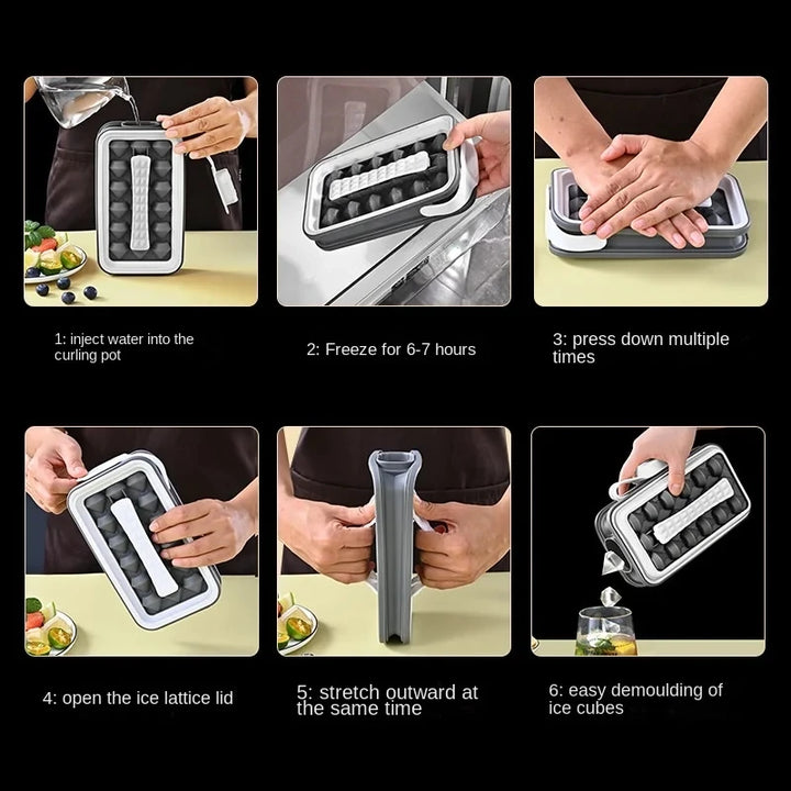 New Ice Cube mold Diamond Shape Ice Maker 18 Ice Cube Mold Foldable Ice Kettle Two-in-one Multi-function Ice Tub Mold
