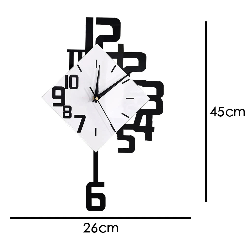 decorative wall clock with swinging numbers