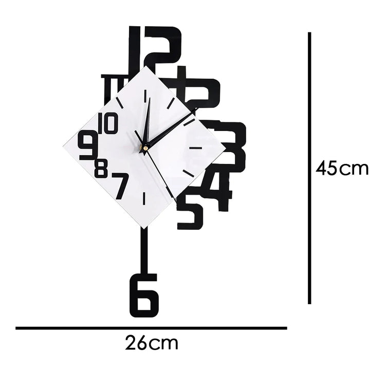 decorative wall clock with swinging numbers