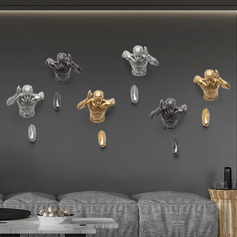  sports-themed running man sculpture