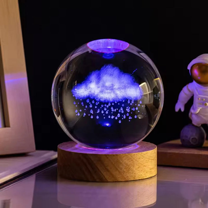 1pc 3D Dolphin Moon Crystal Ball, Birthday Gift To Wife Friend 3D Laser Etched Marine Animal Indoor Statue Lamp Decoration