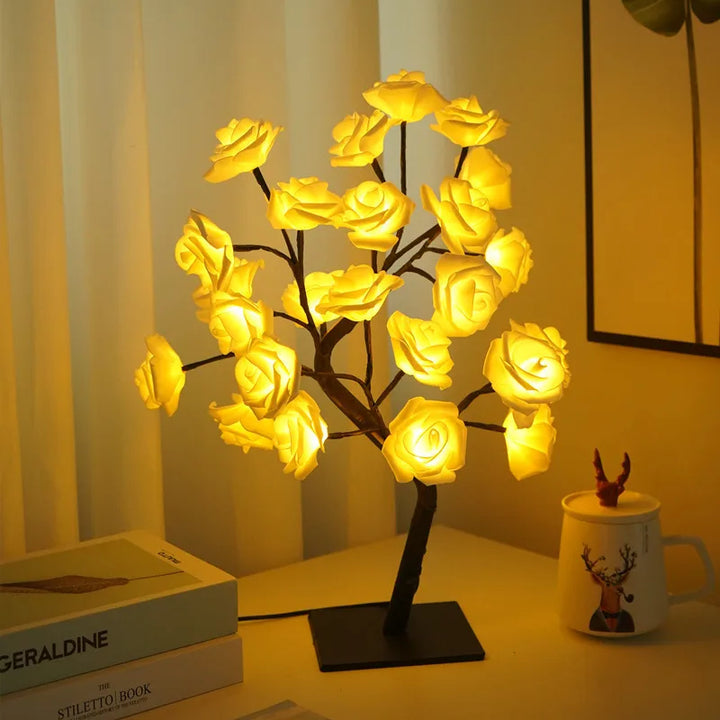 "romantic led rose tree lamp for girls and lovers"