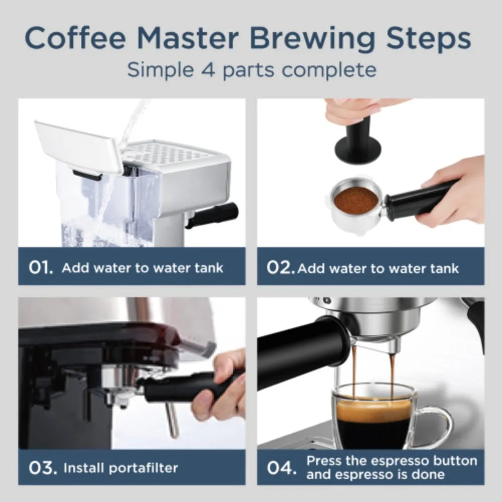 20 bar espresso machine with milk frother for latte,cappuccino,Machiato,for home espresso maker,1.8L Water Tank