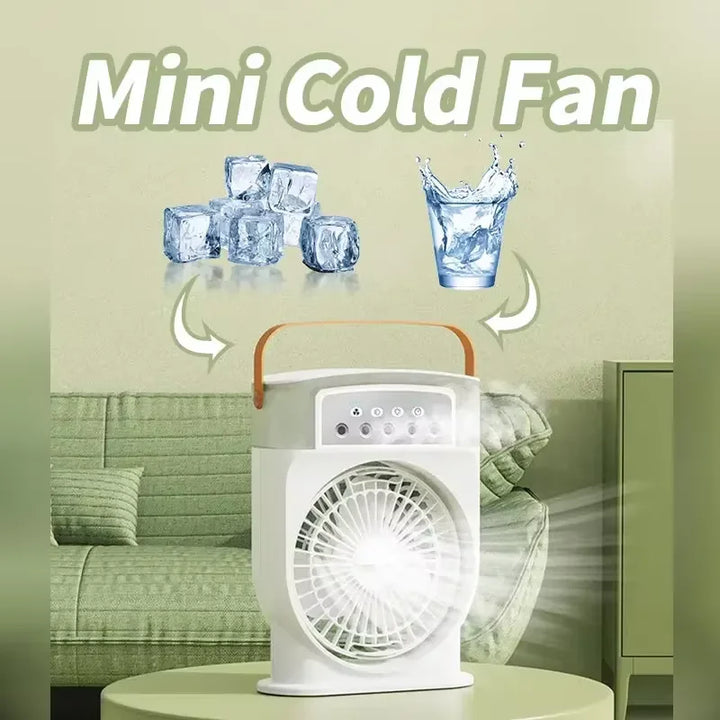 Portable Air Conditioner Fan 5-Hole Spray Air Cooing Mini Electric Fan HumidifierTable Fan For Home Air Cooler LED Night Lights