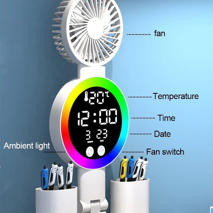 "portable led desk lamp with fan for students"
