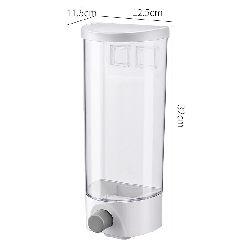 1.5L Wall Mounted Separate Rice Bucket Kitchen Cereal Dispenser Transparent Grain Jar Food Storage Box Container Sealed Tanks