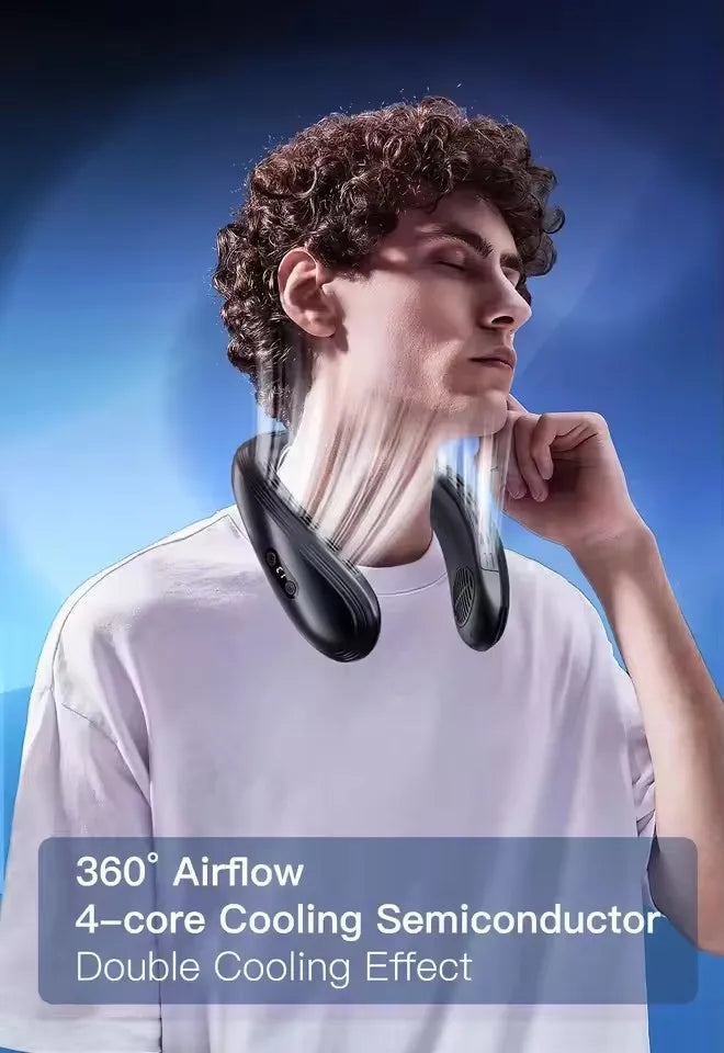 Modern Neck Fan with 360° Airflow for Daily Use – White Color