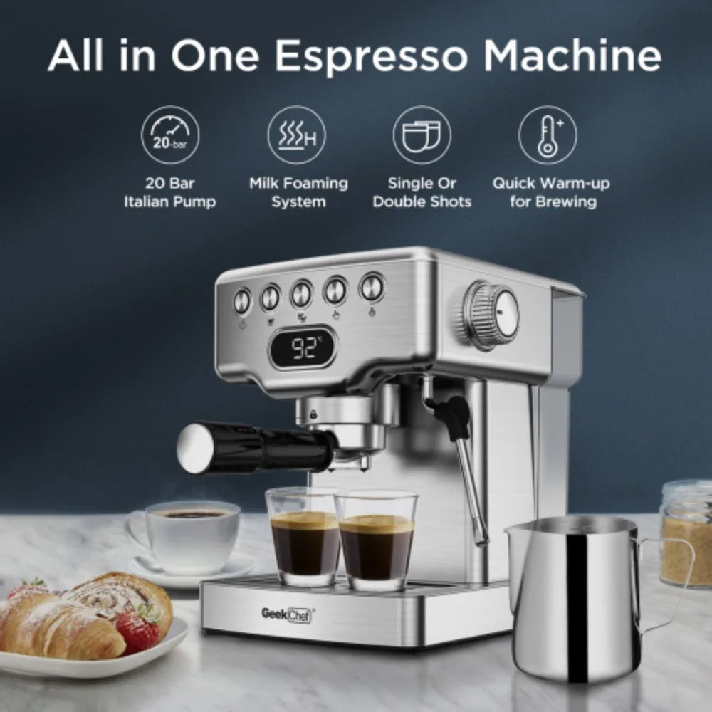 20 bar espresso machine with milk frother for latte,cappuccino,Machiato,for home espresso maker,1.8L Water Tank