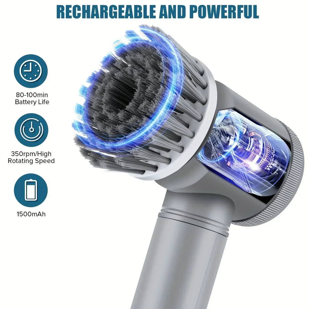 Electric 5 in 1 Powerful Cleaning Brush Spin Scrubber Brush Deep Cleaning with 5 Replaceable Heads For Bathroom Kitchen